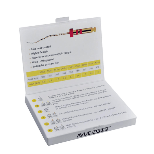 Avue Aurum S Cross Rotary Files | Heat-Treated NiTi Endodontic File System | 21mm, 25mm & 31mm | Pack of 6