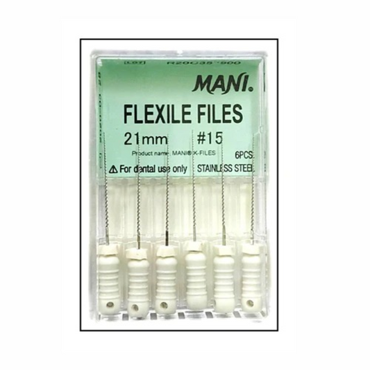MANI Flexile Files 21mm | Stainless Steel Endodontic Hand Files | ISO Sizes |