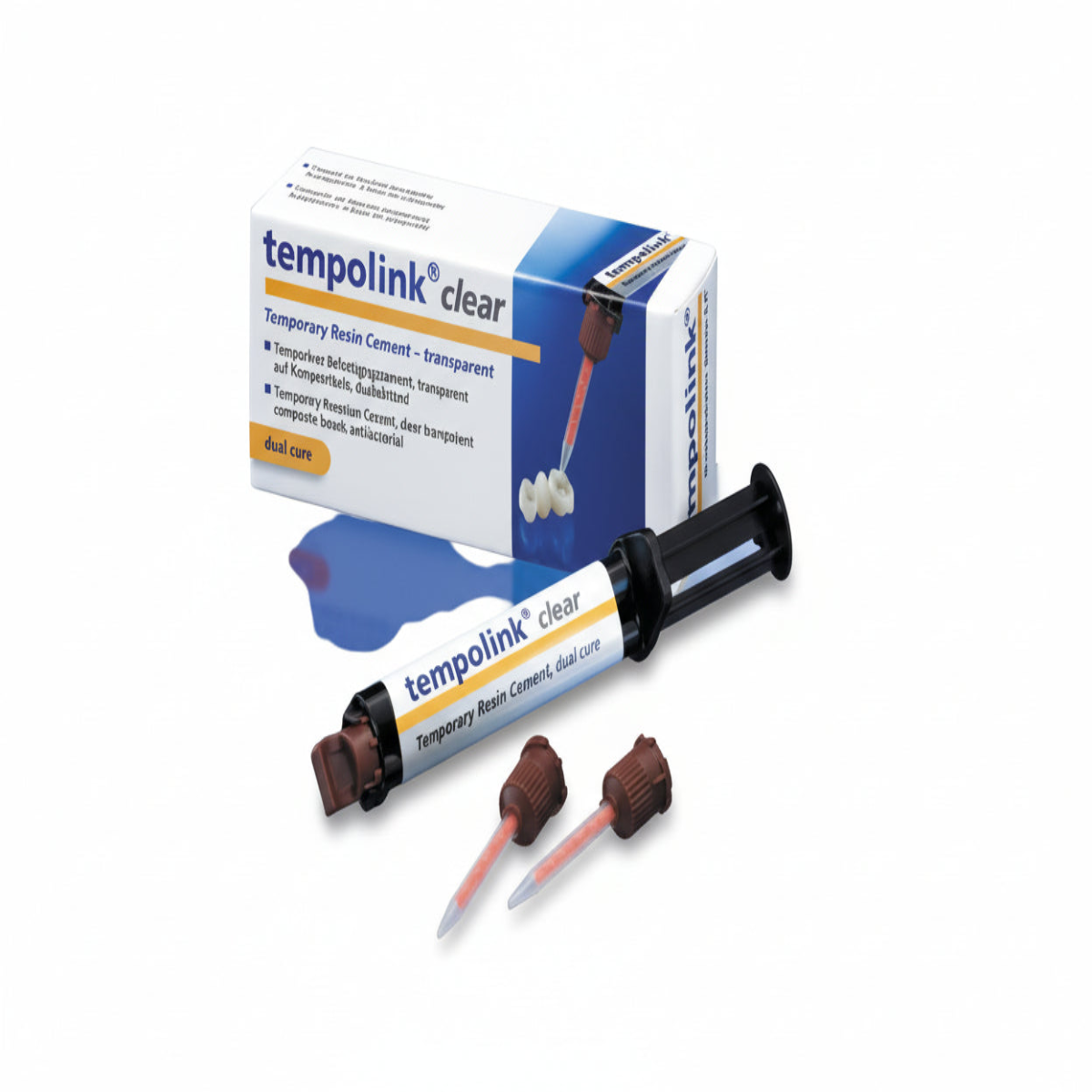 Detax TempoLink Clear | Temporary Crown & Bridge Cement | Light-Curing Temporary Luting Material | 5 ml Syringe