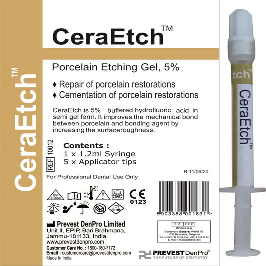 Cera Etch 37% Phosphoric Acid Etching Gel | 1.2ml & 10ml Syringes | Light Blue Dental Etchant