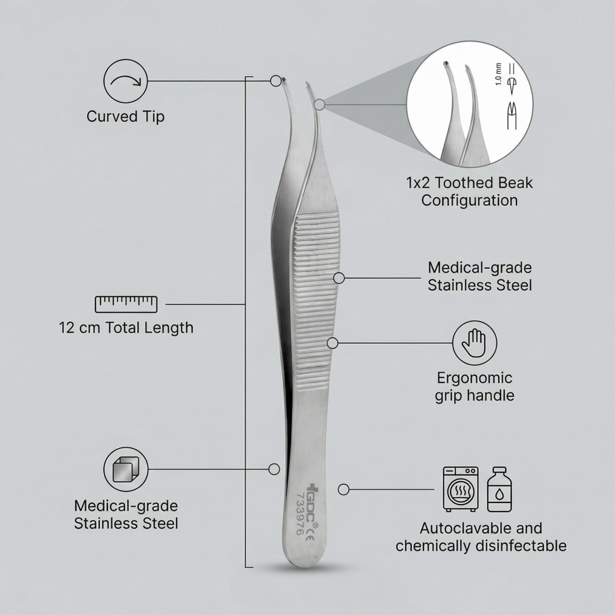 GDC Tissue Holding Forceps Adson 12 cm (TP41)