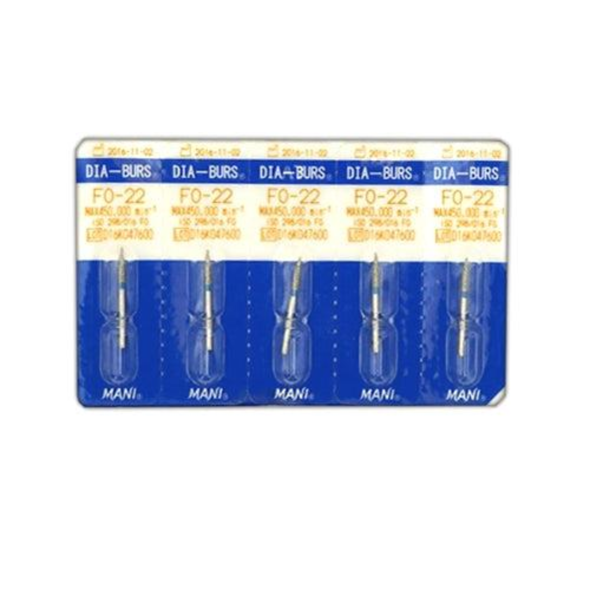 MANI Diamond Burs FO-11, FO-21, FO-22, FO-25, FO-27 & FO-32 | Flame Ogival End FG Diamond Burs | Standard Grit |