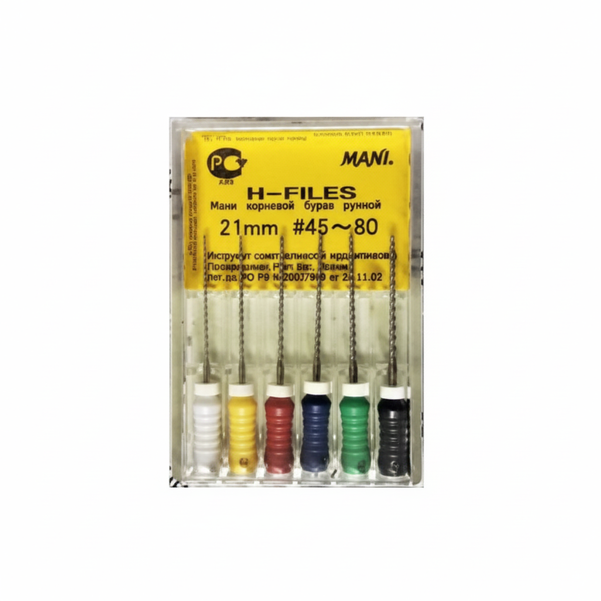 MANI H-Files 21mm | Stainless Steel Hedstrom Endodontic Hand Files | ISO Sizes |