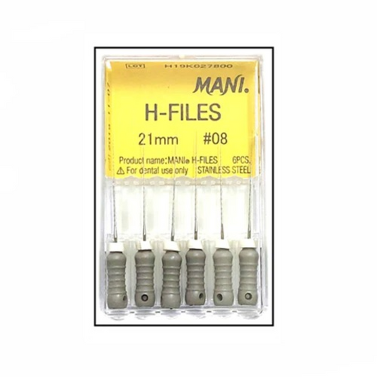 MANI H-Files 21mm | Stainless Steel Hedstrom Endodontic Hand Files | ISO Sizes |