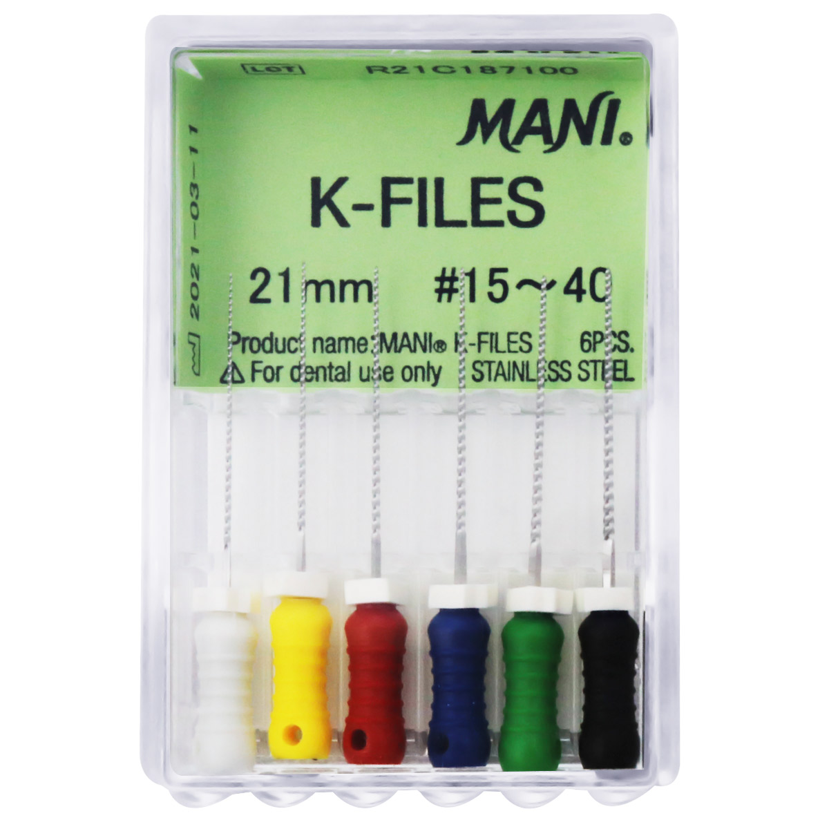 MANI K-Files 21mm | Stainless Steel Endodontic Hand Files | ISO Sizes |