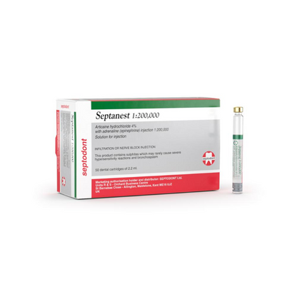 Septanest® 4% Articaine Hydrochloride with Epinephrine Dental Local Anesthetic Injection | Septodont |