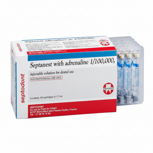 Septanest® 4% Articaine Hydrochloride with Epinephrine Dental Local Anesthetic Injection | Septodont |