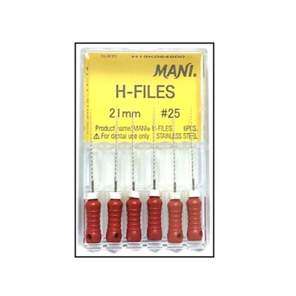 MANI H-Files 21mm | Stainless Steel Hedstrom Endodontic Hand Files | ISO Sizes |