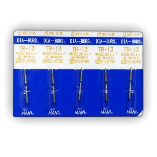 MANI Diamond Burs TR11, TR12, TR13, TR14, TR15, TR19, TR20, TR21, TR24, TR25 & TR26 | Round End Taper FG Diamond Burs | Standard Grit |