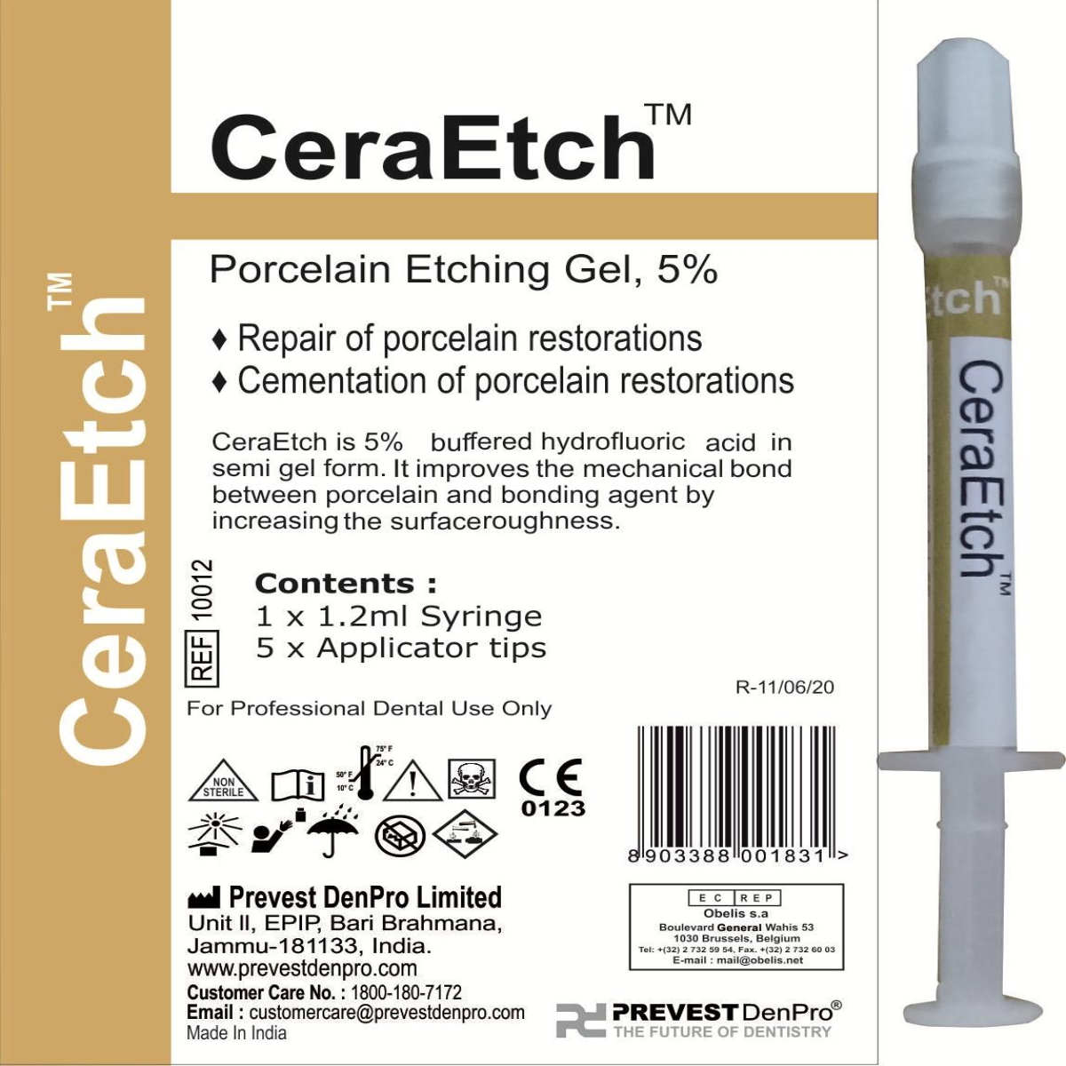 Cera Etch 37% Phosphoric Acid Etching Gel | 1.2ml & 10ml Syringes | Light Blue Dental Etchant