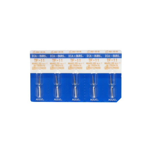 MANI Diamond Burs TF11, TF12, TF13, TF14, TF20, TF21, TFS21, TFS22, TF23, TF31, TF41 & TF42 | Taper Flat End FG Diamond Burs | Standard Grit |