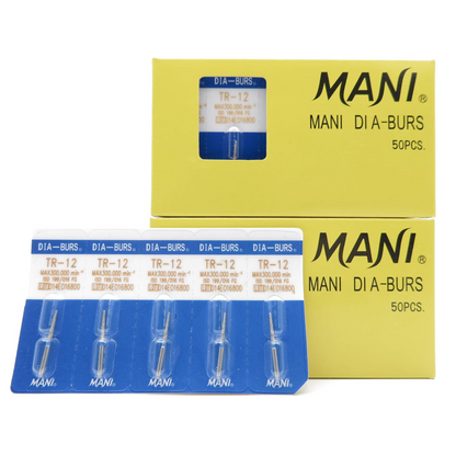 MANI Diamond Burs TR11, TR12, TR13, TR14, TR15, TR19, TR20, TR21, TR24, TR25 & TR26 | Round End Taper FG Diamond Burs | Standard Grit |