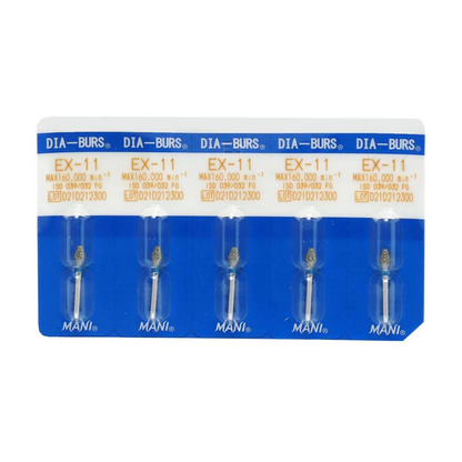 MANI Diamond Burs EX-11, EX-12, EX-20, EX-21, EX-24, EX-26, EX-31 & EX-41 | EX Series FG Diamond Burs | Standard Grit |
