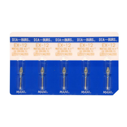 MANI Diamond Burs EX-11, EX-12, EX-20, EX-21, EX-24, EX-26, EX-31 & EX-41 | EX Series FG Diamond Burs | Standard Grit |