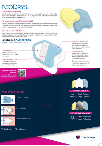NeoDrys | Disposable Absorbent Dental Isolation Pads | Moisture Control System | Pack of 50