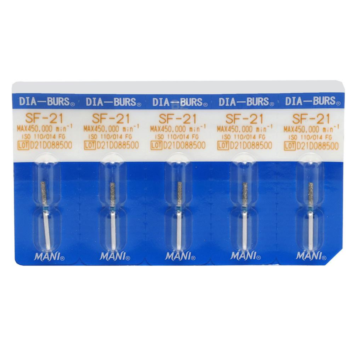 MANI Diamond Burs SF-11, SF-12, SF-13, SF-21, SF-31 & SF-41 | Straight Flat End FG Diamond Burs | Standard Grit |