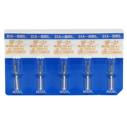 MANI Diamond Burs SF-11, SF-12, SF-13, SF-21, SF-31 & SF-41 | Straight Flat End FG Diamond Burs | Standard Grit |