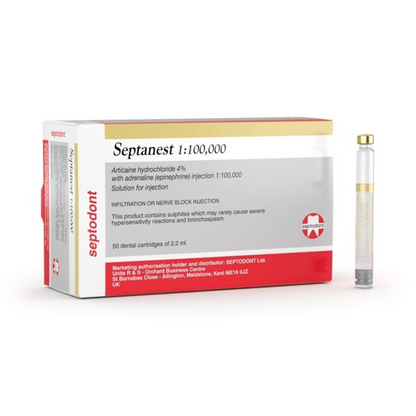 Septanest® 4% Articaine Hydrochloride with Epinephrine Dental Local Anesthetic Injection | Septodont |