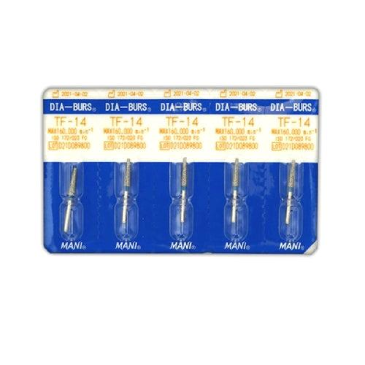 MANI Diamond Burs TF11, TF12, TF13, TF14, TF20, TF21, TFS21, TFS22, TF23, TF31, TF41 & TF42 | Taper Flat End FG Diamond Burs | Standard Grit |