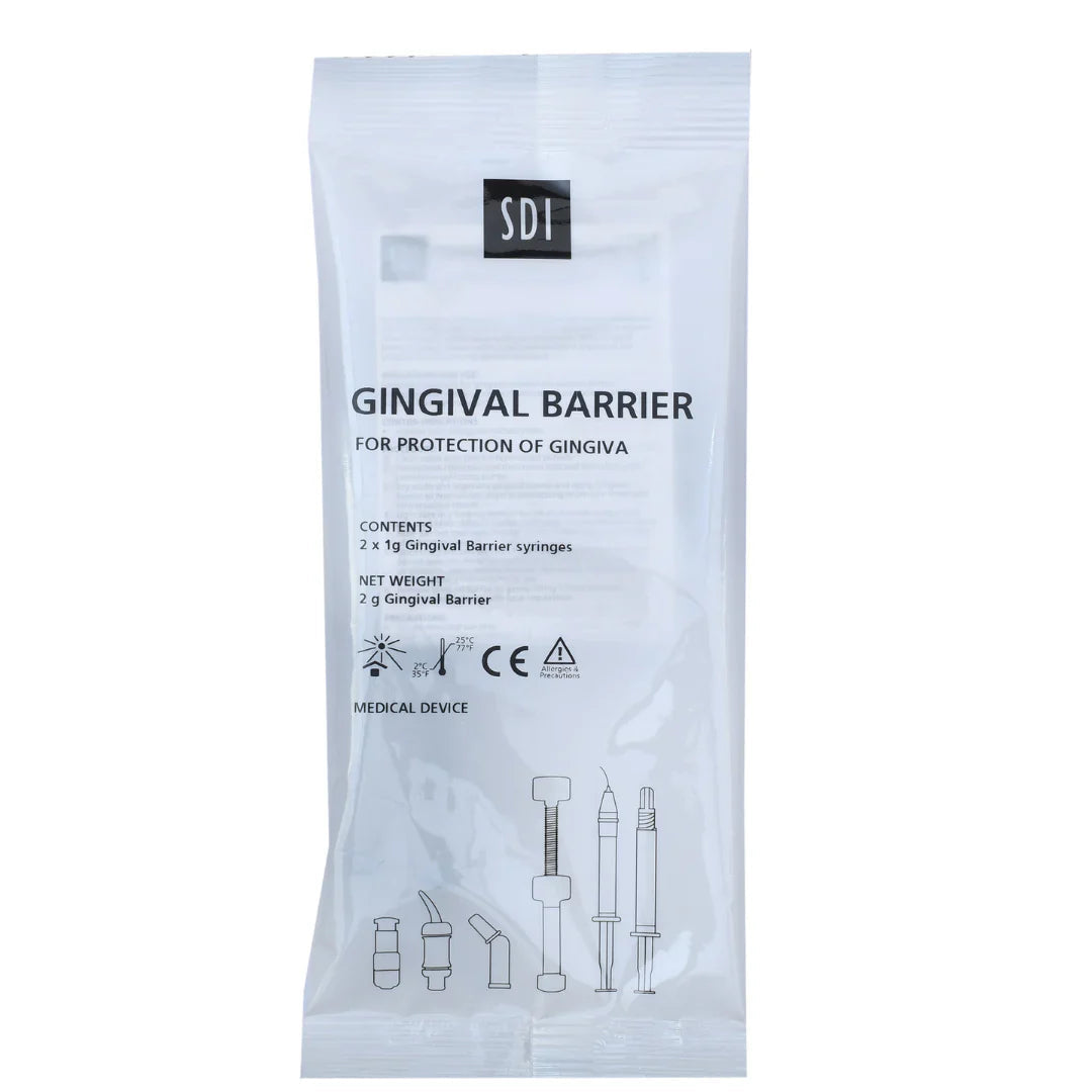 SDI Ginigival Barrier - 2 x 2gm Light Cured Gingival Protector Syringes mdental
