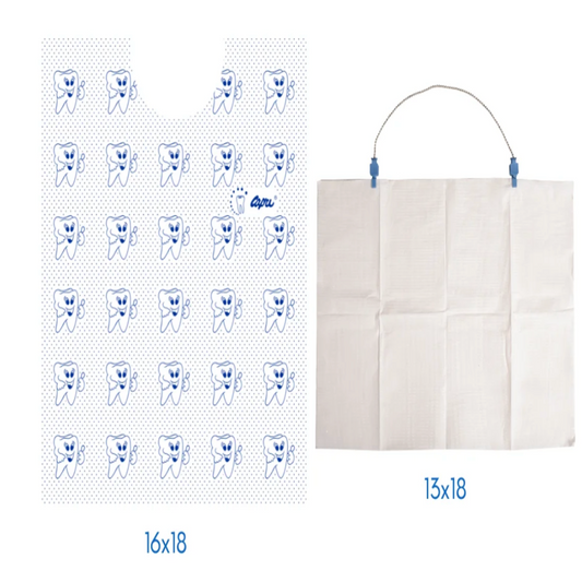 Capri Disposable Dental Bibs | 3-Ply Waterproof Patient Bibs | 13" × 18" | Box of 125 Sheets