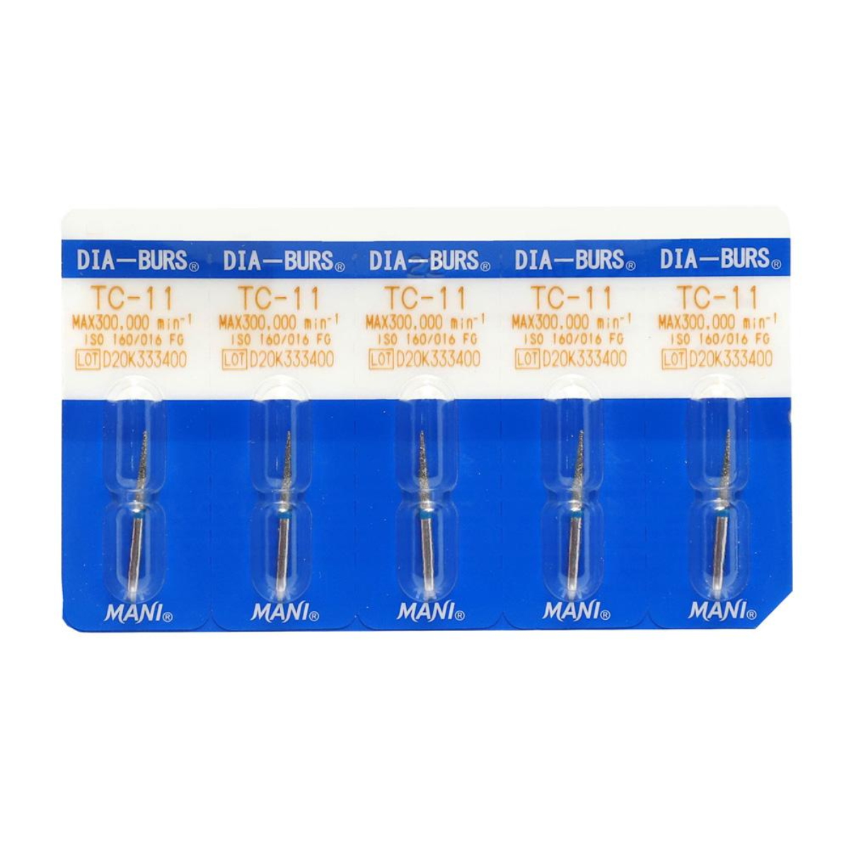 MANI Diamond Burs TC-11, TC-16, TC-21, TCS-21 & TC-26 | Taper Conical End FG Diamond Burs | Standard Grit |
