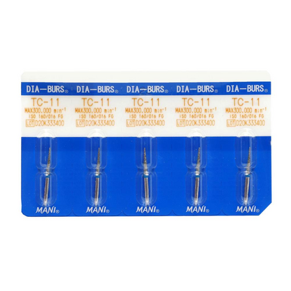 MANI Diamond Burs TC-11, TC-16, TC-21, TCS-21 & TC-26 | Taper Conical End FG Diamond Burs | Standard Grit |