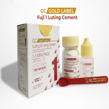 GC Fuji 1 Glass Ionomer Luting Cement – Mini & Large Packs | Gold Label 1 | Radiopaque Dental Cement |