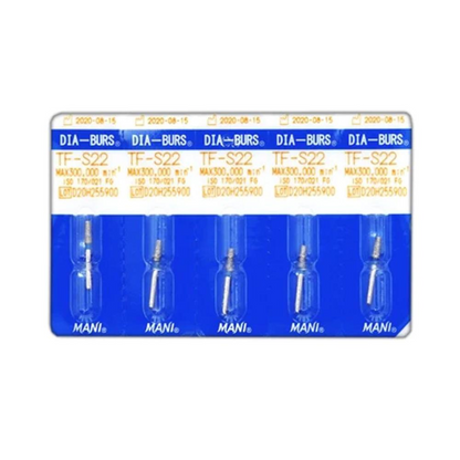 MANI Diamond Burs TF11, TF12, TF13, TF14, TF20, TF21, TFS21, TFS22, TF23, TF31, TF41 & TF42 | Taper Flat End FG Diamond Burs | Standard Grit |