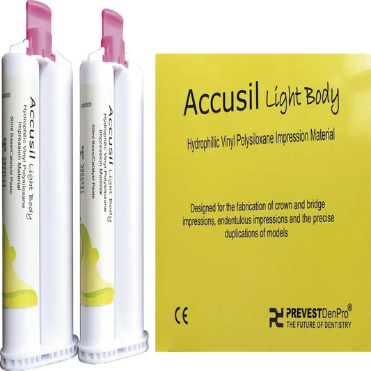 Accusil Light Body Impression Material | Addition Silicone VPS Wash Material | Regular Set | 2 × 50ml Cartridges