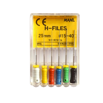 MANI H-Files 25mm | Stainless Steel Hedström Endodontic Hand Files | ISO Sizes |