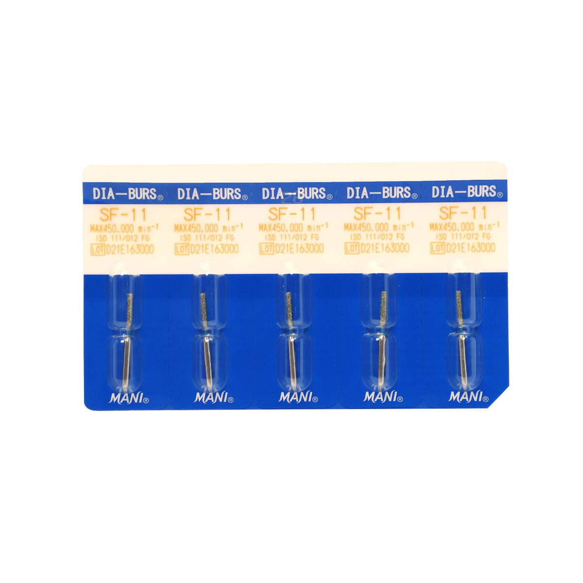MANI Diamond Burs SF-11, SF-12, SF-13, SF-21, SF-31 & SF-41 | Straight Flat End FG Diamond Burs | Standard Grit |