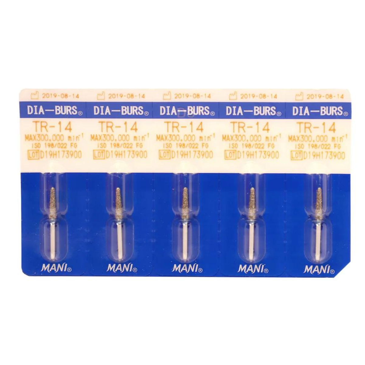 MANI Diamond Burs TR11, TR12, TR13, TR14, TR15, TR19, TR20, TR21, TR24, TR25 & TR26 | Round End Taper FG Diamond Burs | Standard Grit |