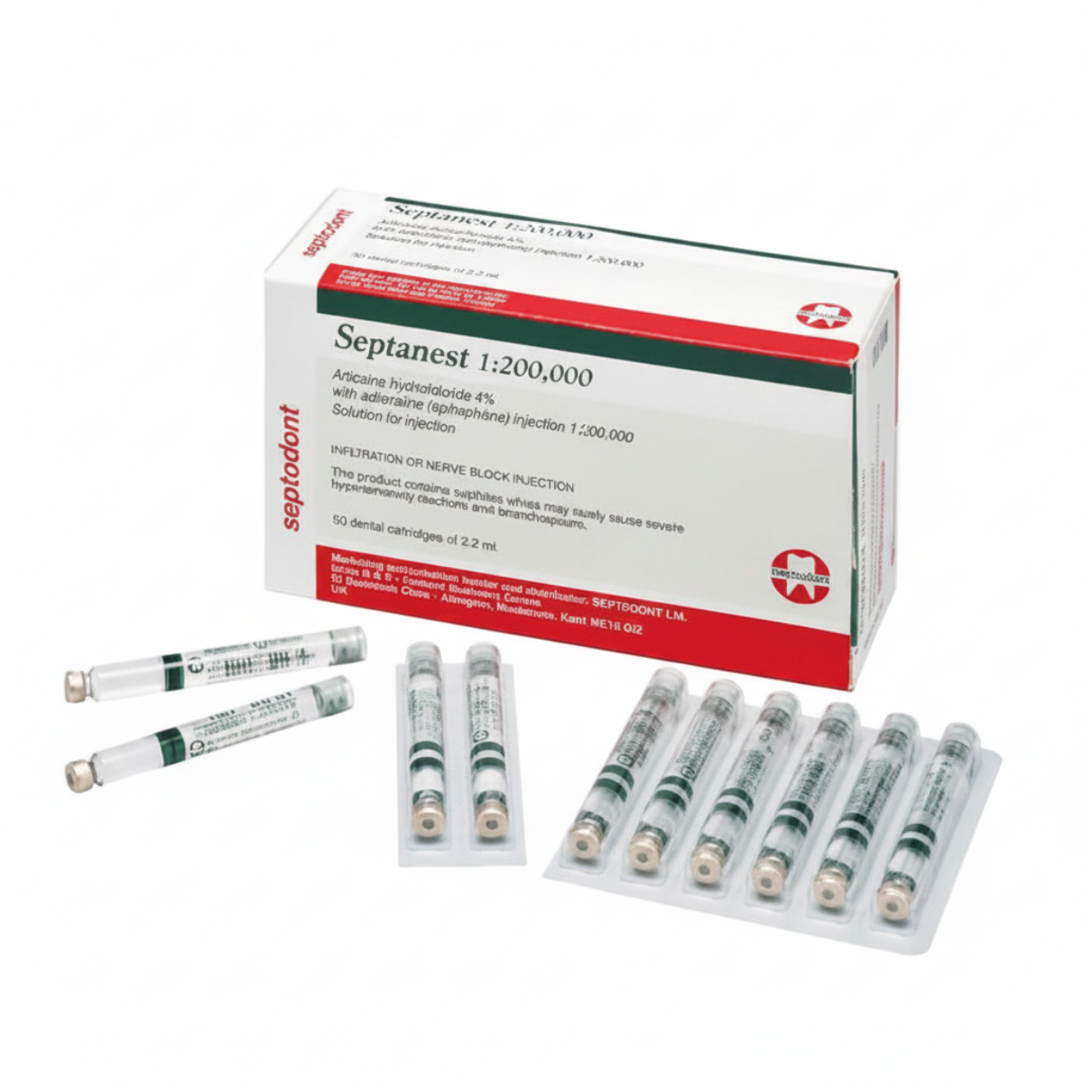 Septanest® 4% Articaine Hydrochloride with Epinephrine Dental Local Anesthetic Injection | Septodont |
