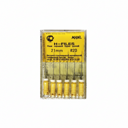 MANI H-Files 21mm | Stainless Steel Hedstrom Endodontic Hand Files | ISO Sizes |