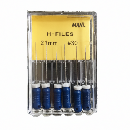 MANI H-Files 21mm | Stainless Steel Hedstrom Endodontic Hand Files | ISO Sizes |