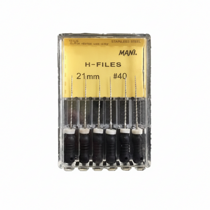 MANI H-Files 21mm | Stainless Steel Hedstrom Endodontic Hand Files | ISO Sizes |