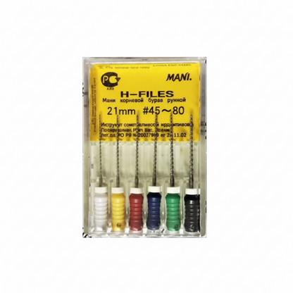 MANI H-Files 21mm | Stainless Steel Hedstrom Endodontic Hand Files | ISO Sizes |