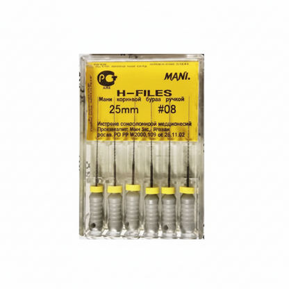 MANI H-Files 25mm | Stainless Steel Hedström Endodontic Hand Files | ISO Sizes |