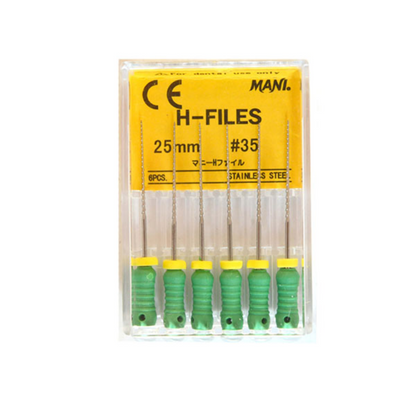 MANI H-Files 25mm | Stainless Steel Hedström Endodontic Hand Files | ISO Sizes |