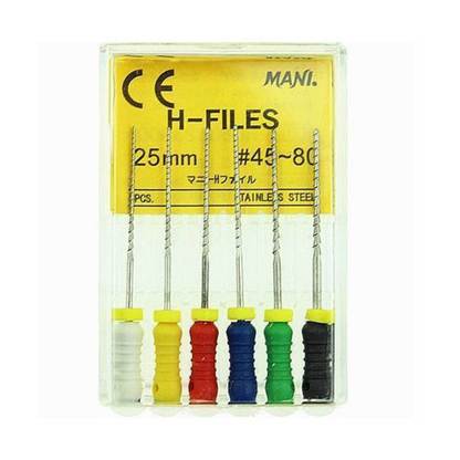 MANI H-Files 25mm | Stainless Steel Hedström Endodontic Hand Files | ISO Sizes |