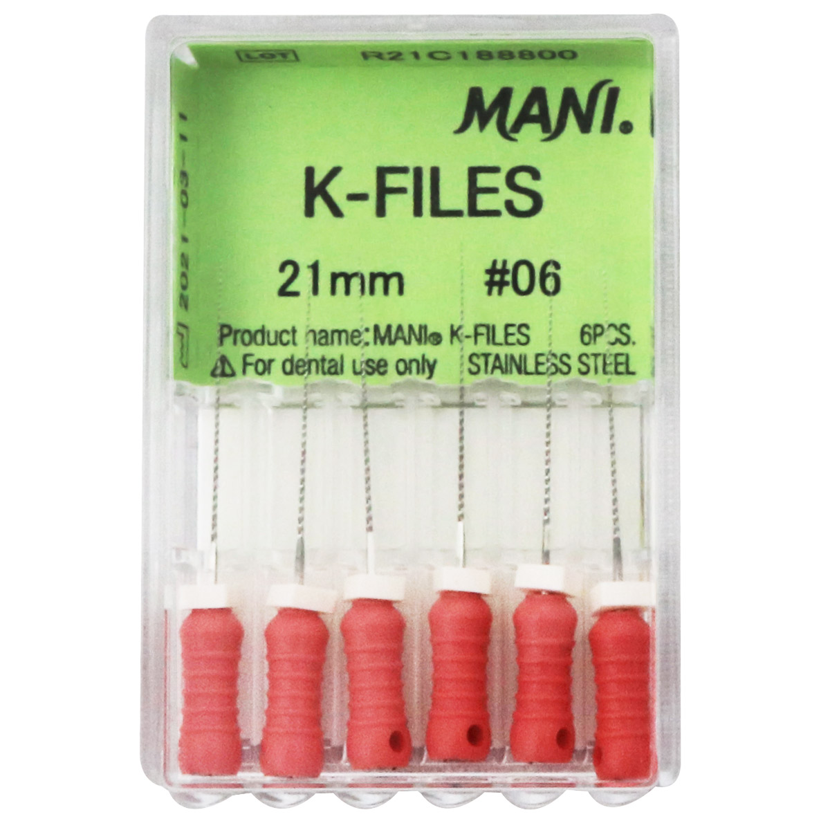 MANI K-Files 21mm | Stainless Steel Endodontic Hand Files | ISO Sizes |