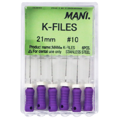 MANI K-Files 21mm | Stainless Steel Endodontic Hand Files | ISO Sizes |