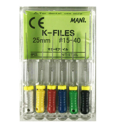 MANI K-Files 25mm | Stainless Steel Endodontic Hand Files | ISO Sizes |