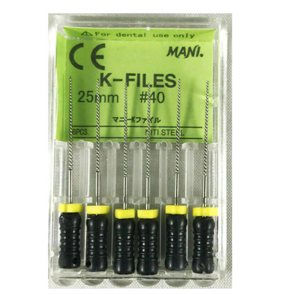 MANI K-Files 25mm | Stainless Steel Endodontic Hand Files | ISO Sizes |
