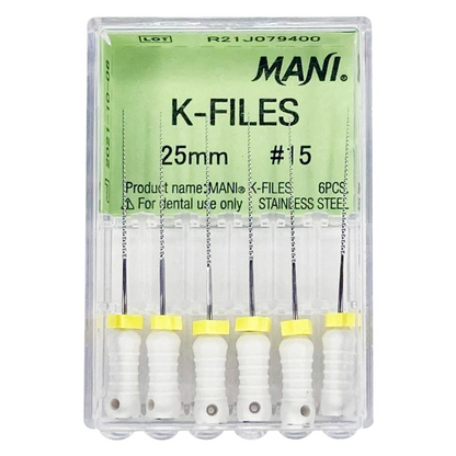 MANI K-Files 25mm | Stainless Steel Endodontic Hand Files | ISO Sizes |