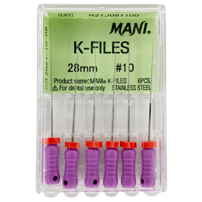 MANI K-Files 28mm | Stainless Steel Endodontic Hand Files | ISO Sizes |