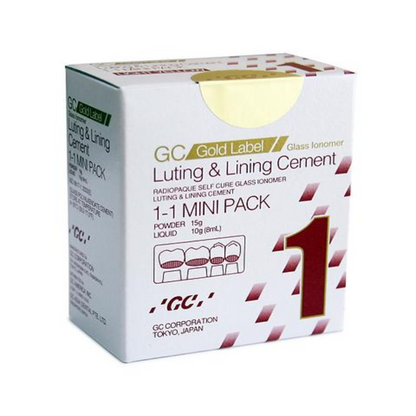 GC Fuji 1 Glass Ionomer Luting Cement – Mini & Large Packs | Gold Label 1 | Radiopaque Dental Cement |