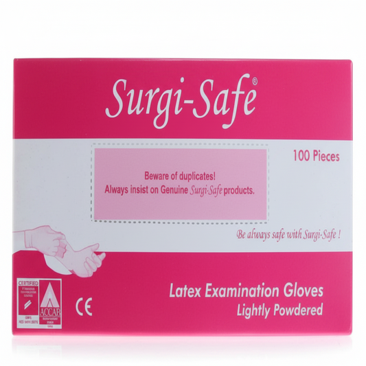 Surgi-Safe Latex Examination Gloves | Powder-Free Disposable Medical Gloves | Ambidextrous |