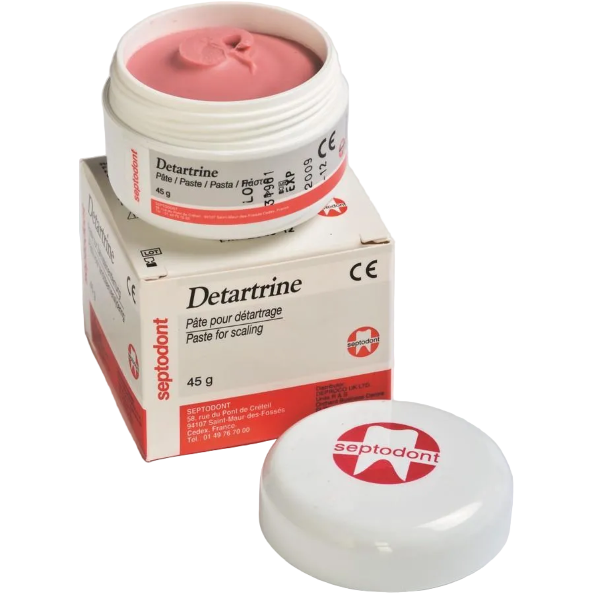 Septodont Detartrine Prophy Paste | Fluoride-Free Dental Polishing Paste | 45g Tube |